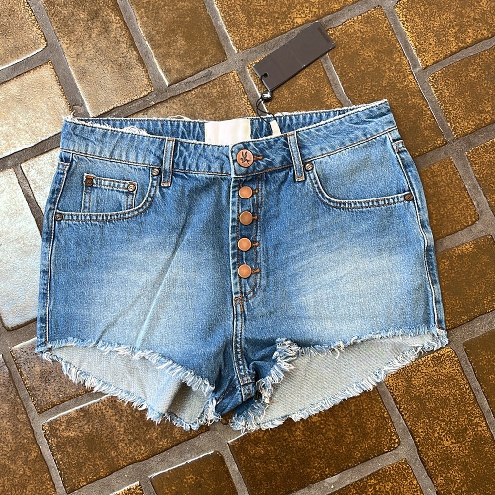 NWT Revolve One Teaspoon Atlanta Outlaws High Waist Button Fly Denim Short